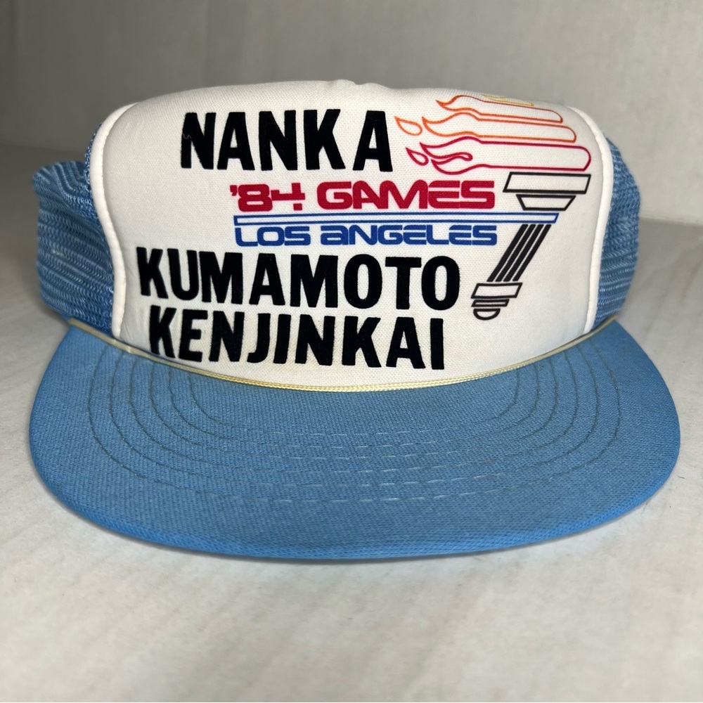 Vintage 1984 Los Angeles Olympics Snap Back Trucker Hat Nanka Kumamoto Kenjinkai
